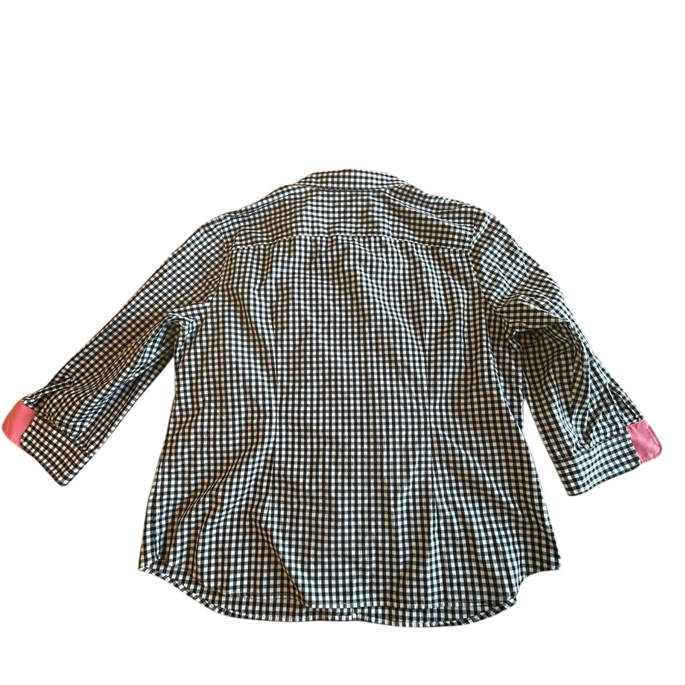 Lauren Ralph Lauren black and white checkered button-up shirt with pink - Picture 2 of 5